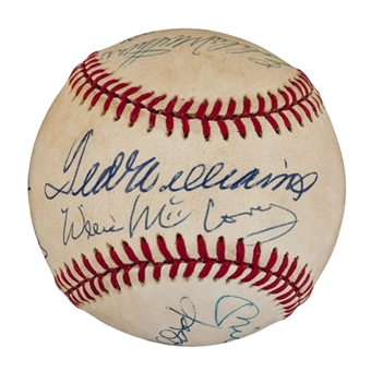500 HR Club Signed Baseball with 10 Signatures Including Mantle and Williams (PSA/DNA)
